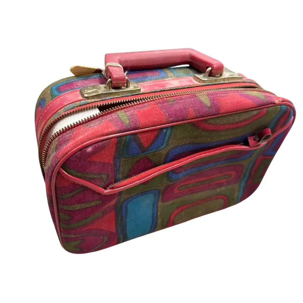 Vintage MOD? 1960/70's Mini Suitcase / Cosmetic Case Hippie Colorful Groovy